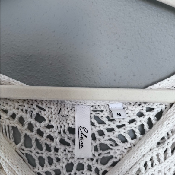 Elan Off-the-Shoulder Brown and Cream Sweater - Picture 4 of 5